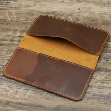 Xajzpa Best Genuine Leather Personalised Wallet for Men with Checkbook Holder Long Pure Leather Wallet for Men Custom Engraved